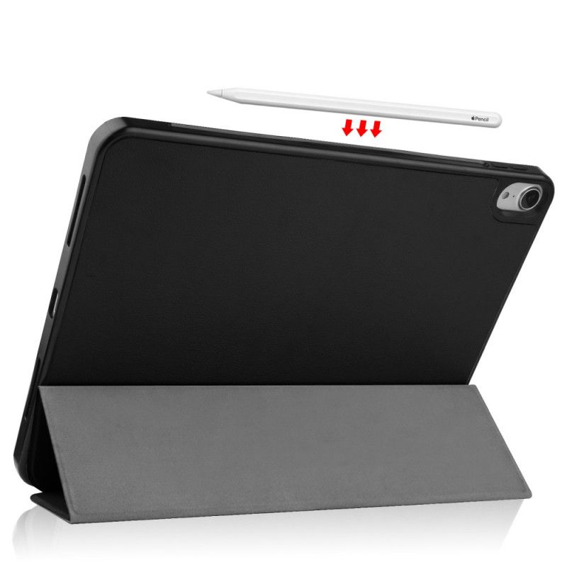Smart Case iPad Air 10.9" (2020) Grijs Zwart Litchi Lederen Stylushouder