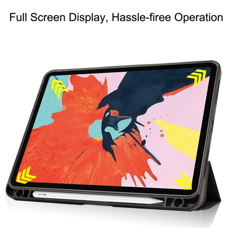 Smart Case iPad Air 10.9" (2020) Grijs Zwart Litchi Lederen Stylushouder