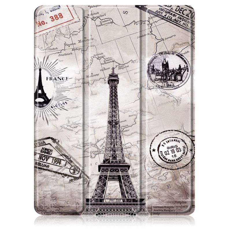 Smartcase iPad Air 10.9" (2020) Retro Eiffeltoren Met Stylushouder
