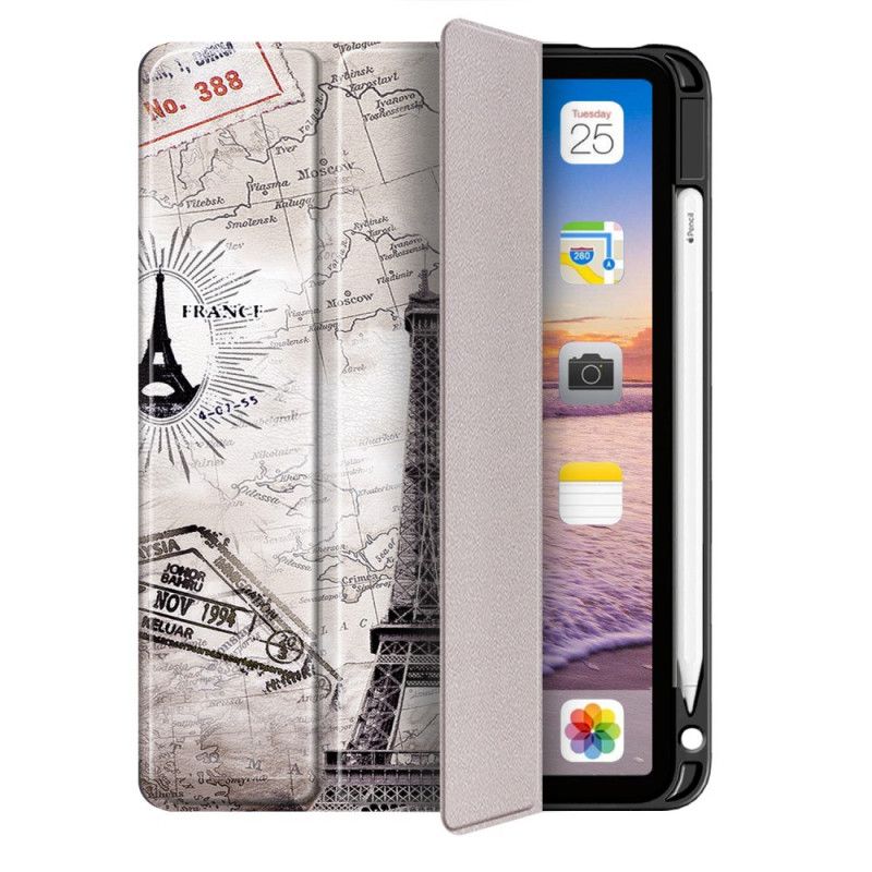 Smartcase iPad Air 10.9" (2020) Retro Eiffeltoren Met Stylushouder