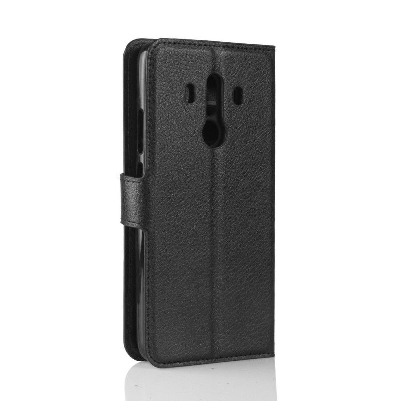 Bescherming Hoesje Huawei Mate 10 Pro Wit Zwart Klassiek Leereffect