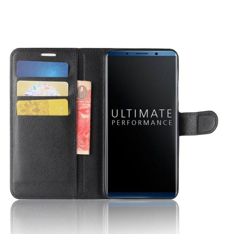 Bescherming Hoesje Huawei Mate 10 Pro Wit Zwart Klassiek Leereffect
