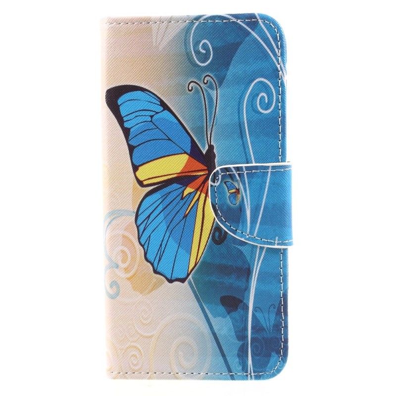 Flip Case Leren Huawei Mate 10 Pro Kleurrijke Vlinder