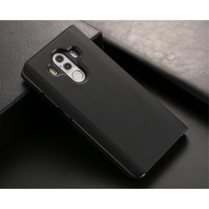 Folio-hoesje Huawei Mate 10 Pro Paars Zwart Telefoonhoesje Spiegel- En Leereffect