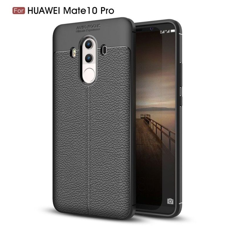 Hoesje Huawei Mate 10 Pro Rood Zwart Dubbellijns Lychee Leereffect
