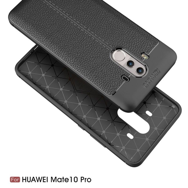 Hoesje Huawei Mate 10 Pro Rood Zwart Dubbellijns Lychee Leereffect