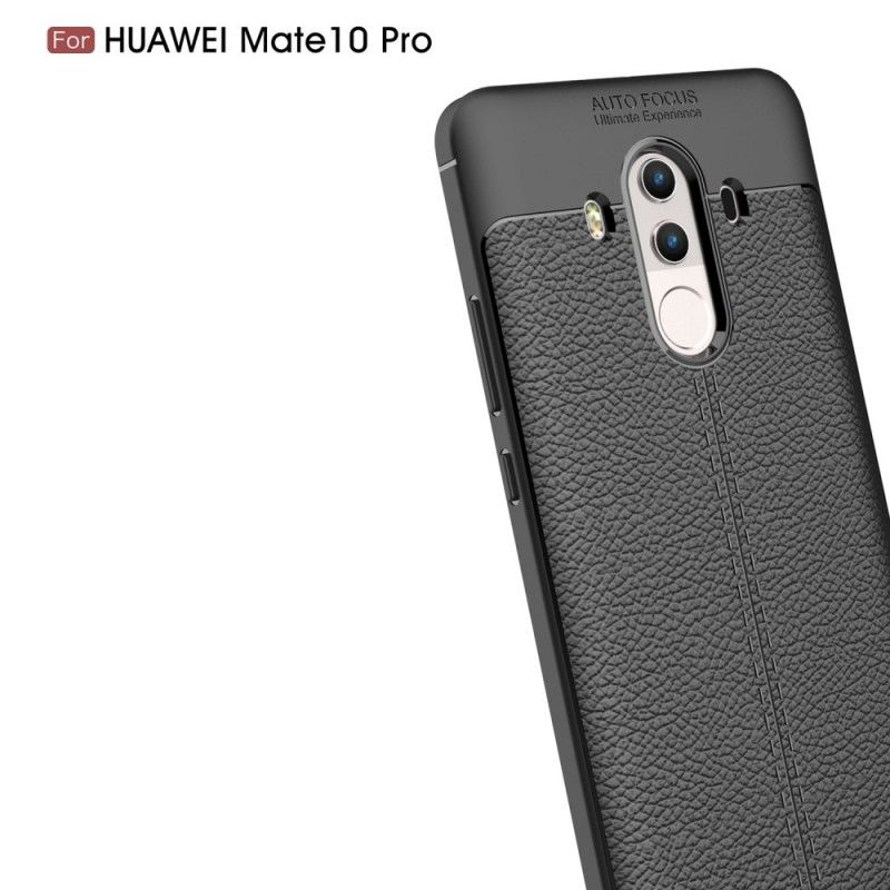 Hoesje Huawei Mate 10 Pro Rood Zwart Dubbellijns Lychee Leereffect