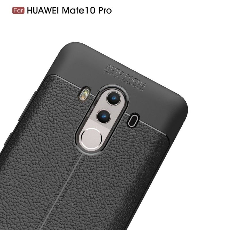 Hoesje Huawei Mate 10 Pro Rood Zwart Dubbellijns Lychee Leereffect