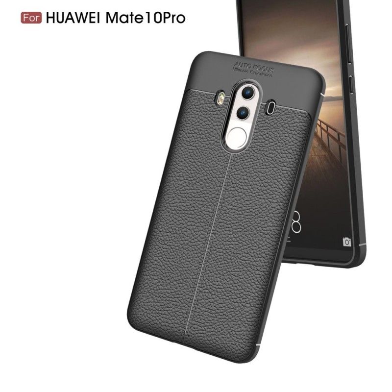 Hoesje Huawei Mate 10 Pro Rood Zwart Dubbellijns Lychee Leereffect