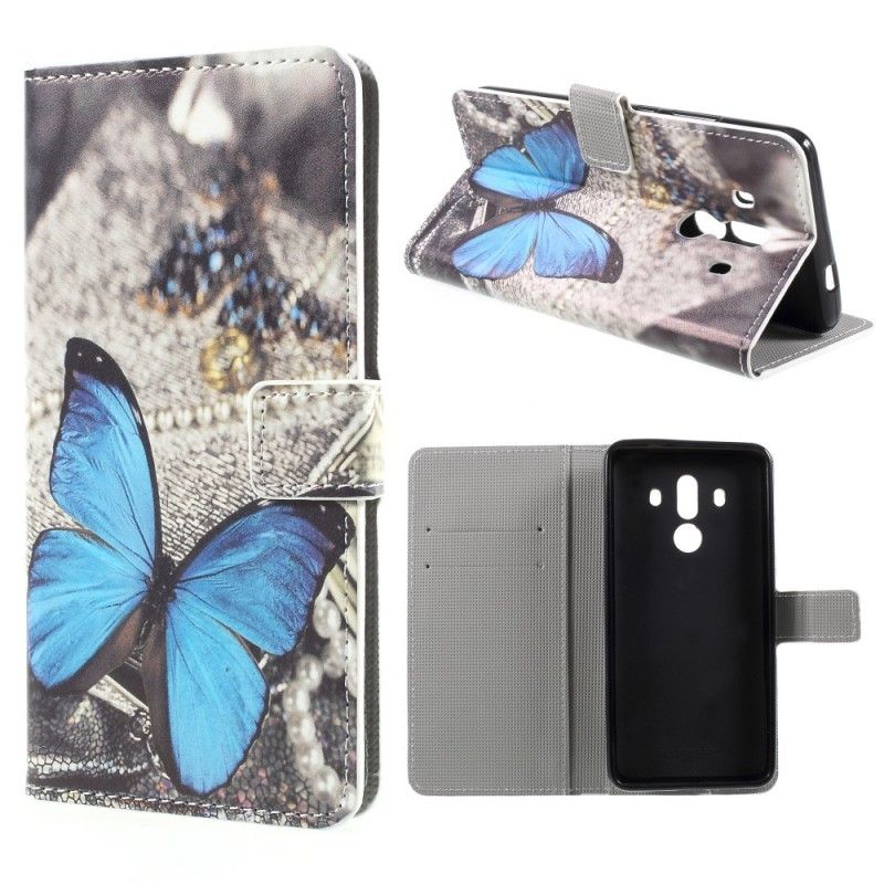 Leren Hoesje Huawei Mate 10 Pro Blauwe Vlinder