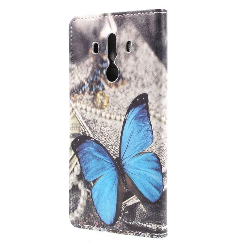 Leren Hoesje Huawei Mate 10 Pro Blauwe Vlinder