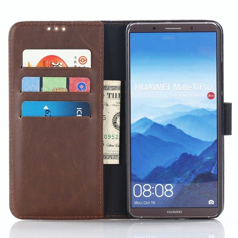 Leren Hoesje Huawei Mate 10 Pro Grijs Zwart Telefoonhoesje Retro Kunstleer