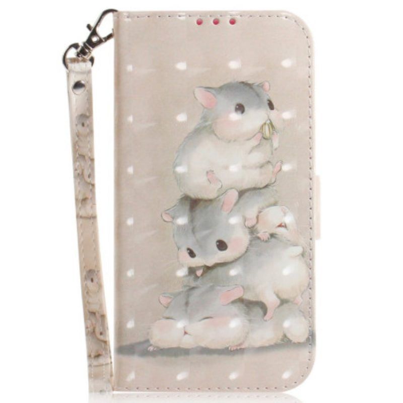 Folio-hoesje voor Xiaomi Redmi Note 12 4G Met Ketting String Eekhoorns