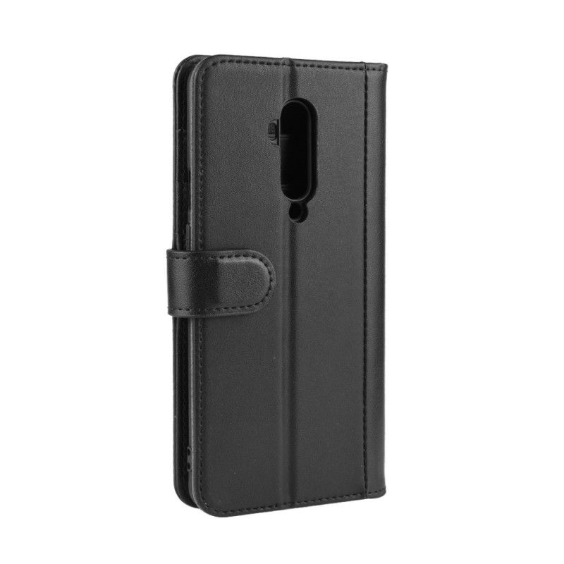 Bescherming Hoesje OnePlus 7T Pro Bruin Zwart Echt Leer