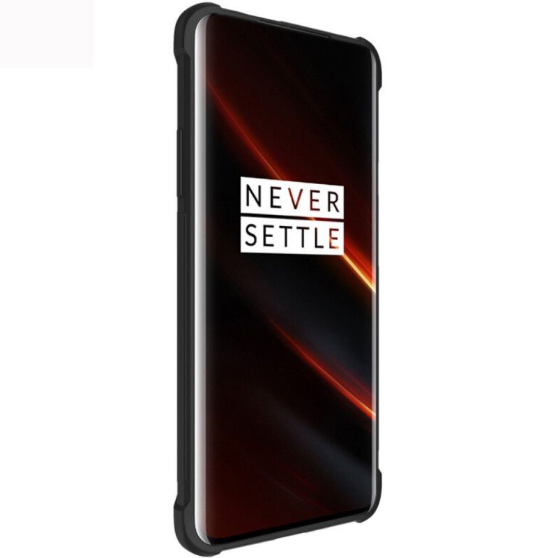 Case Hoesje OnePlus 7T Pro Grijs Zwart Telefoonhoesje Flexibele Siliconen Met Imak-Schermfolie