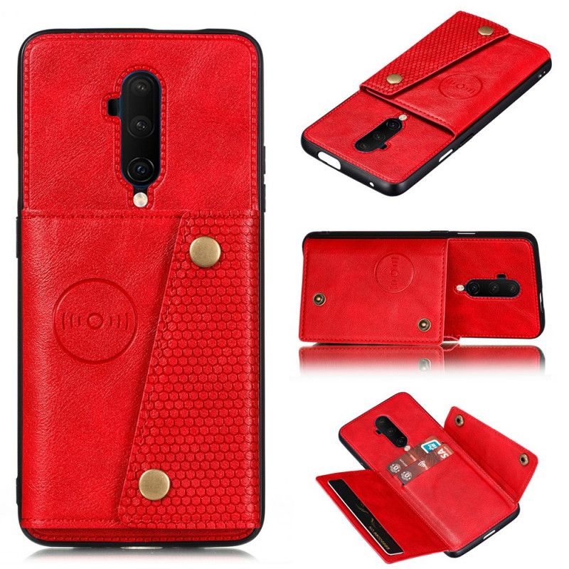 Cover Hoesje OnePlus 7T Pro Donkerblauw Zwart Telefoonhoesje Snap Portemonnee