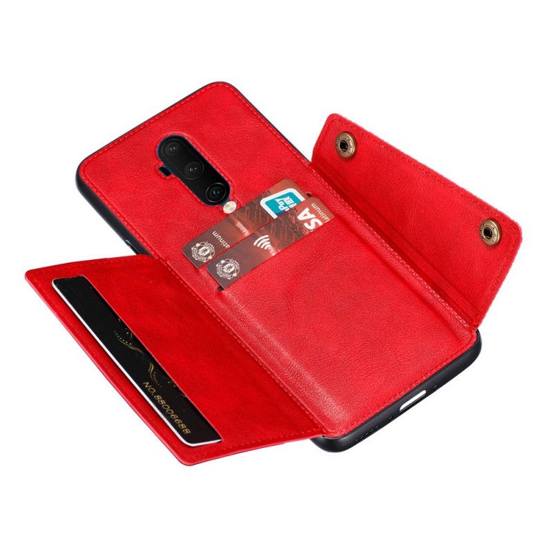 Cover Hoesje OnePlus 7T Pro Donkerblauw Zwart Telefoonhoesje Snap Portemonnee