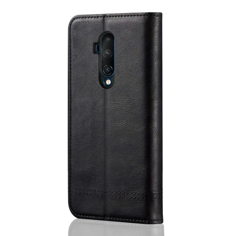 Folio-hoesje OnePlus 7T Pro Rood Zwart Gestikt Leereffect