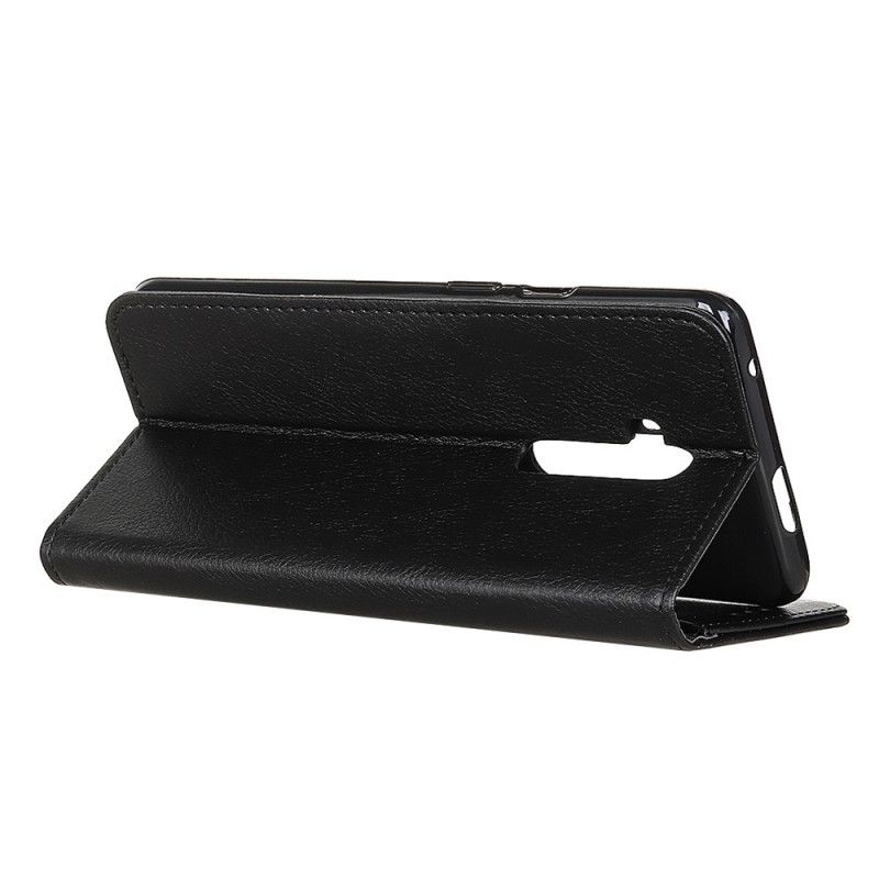 Folio-hoesje OnePlus 7T Pro Rood Zwart Telefoonhoesje Elegant Split Lychee Leer