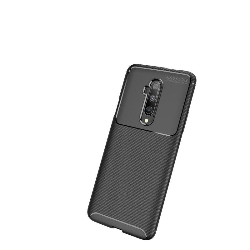 Hoesje OnePlus 7T Pro Donkerblauw Zwart Flexibele Koolstofvezeltextuur