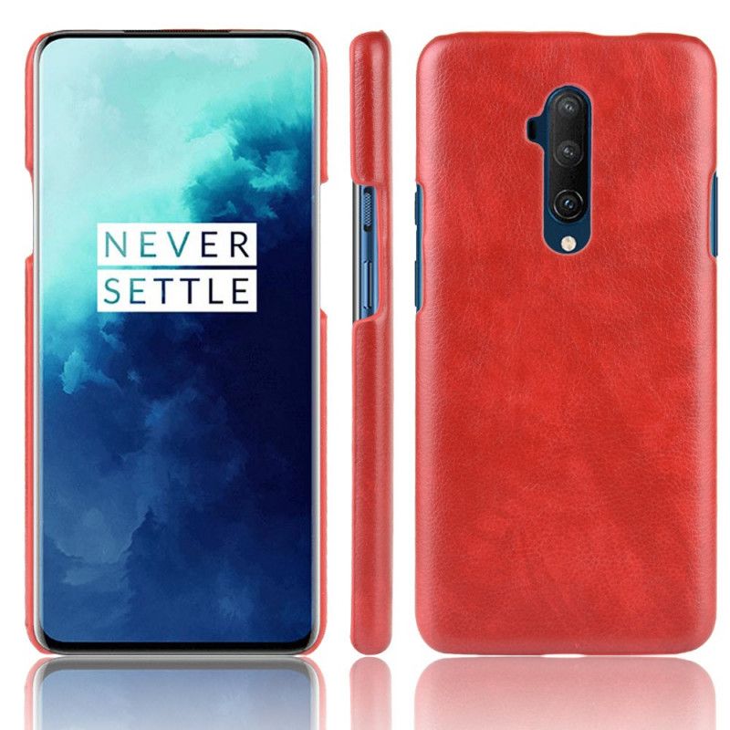 Hoesje OnePlus 7T Pro Grijs Zwart Lychee Leereffect