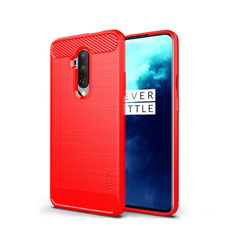 Hoesje OnePlus 7T Pro Grijs Zwart Mofi Geborstelde Koolstofvezel