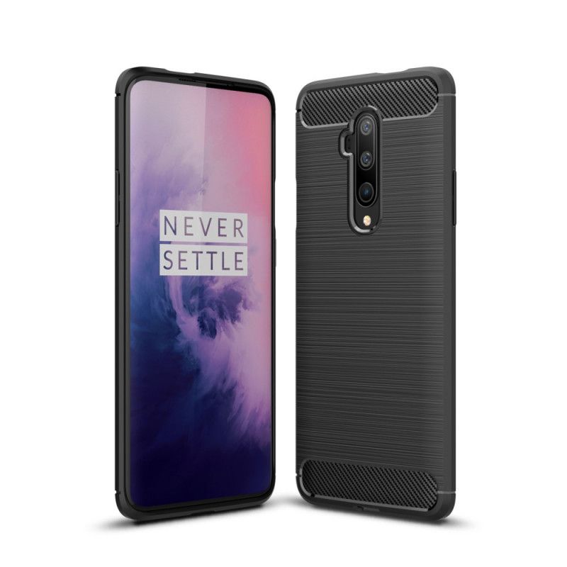 Hoesje OnePlus 7T Pro Rood Zwart Geborsteld Koolstofvezel