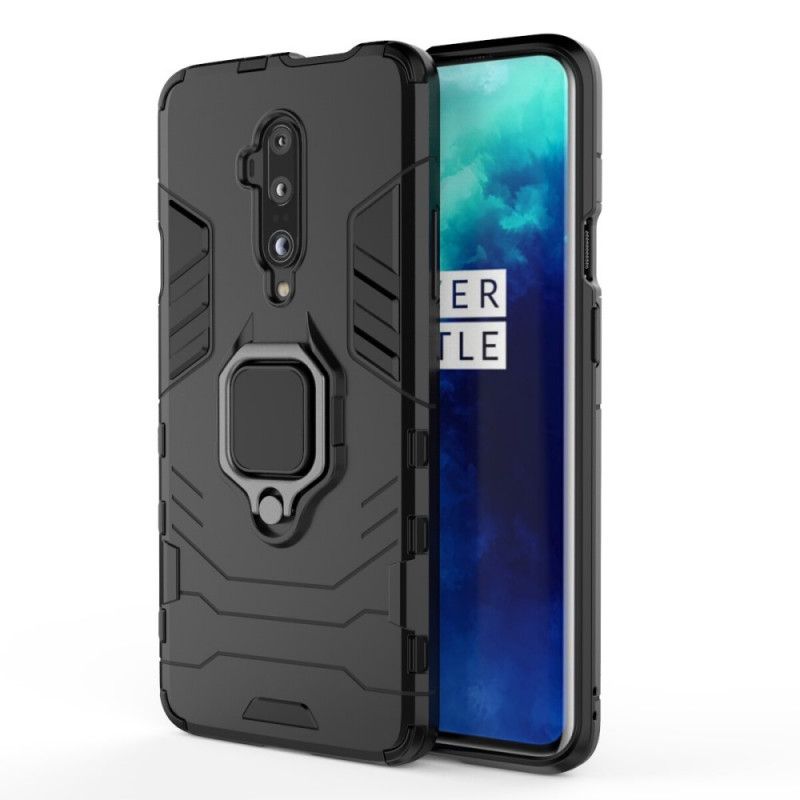 Hoesje OnePlus 7T Pro Rood Zwart Resistente Ring