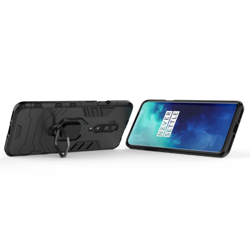 Hoesje OnePlus 7T Pro Rood Zwart Resistente Ring