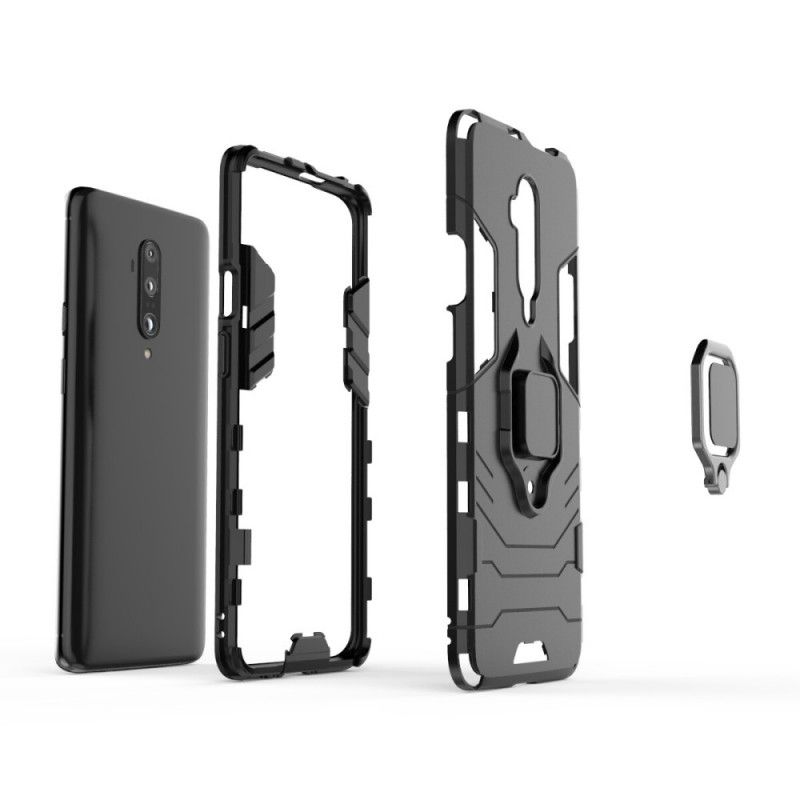 Hoesje OnePlus 7T Pro Rood Zwart Resistente Ring