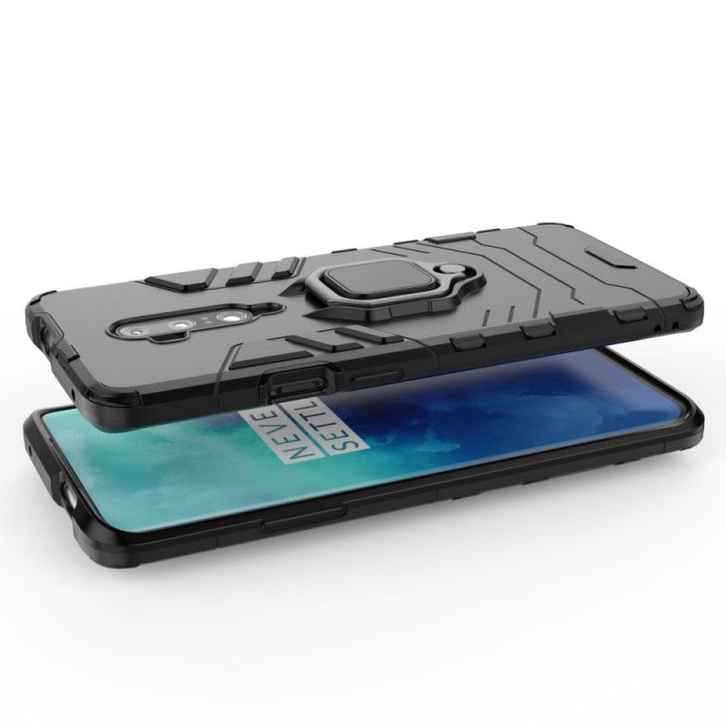 Hoesje OnePlus 7T Pro Rood Zwart Resistente Ring