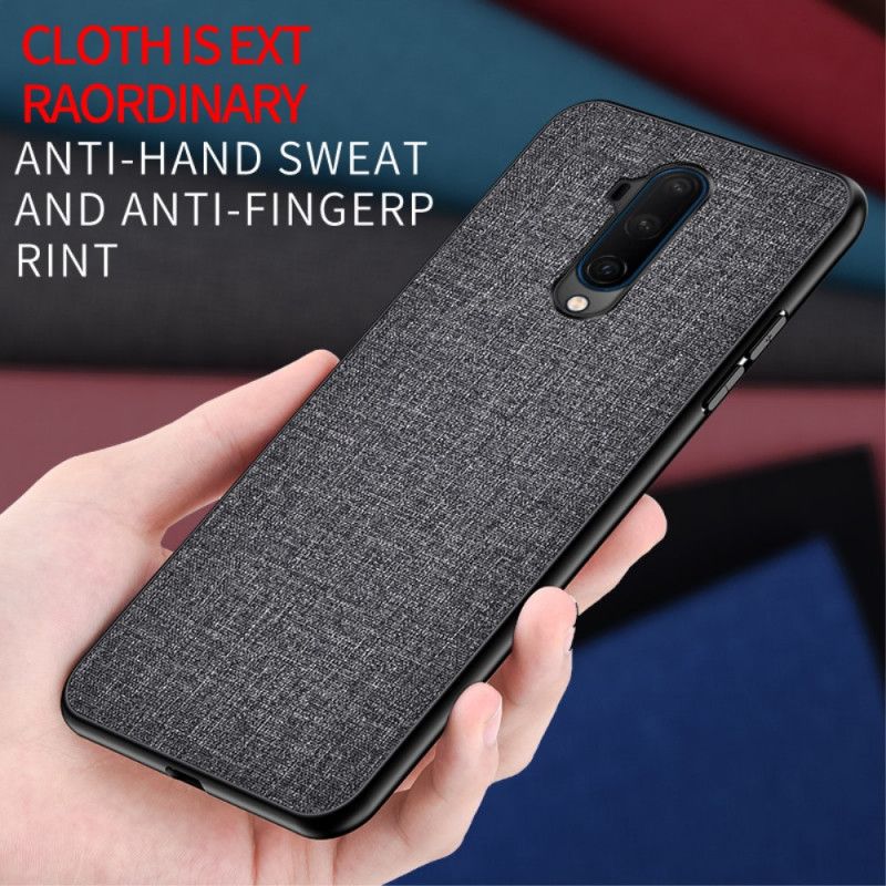 Hoesje voor OnePlus 7T Pro Grijs Zwart Stof Textuur