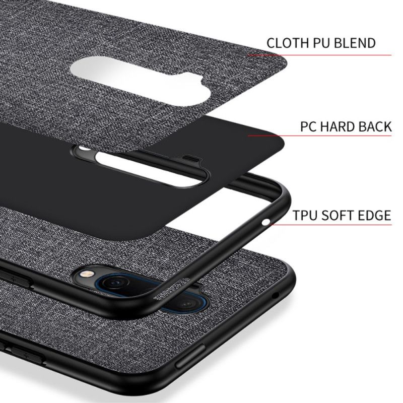 Hoesje voor OnePlus 7T Pro Grijs Zwart Stof Textuur