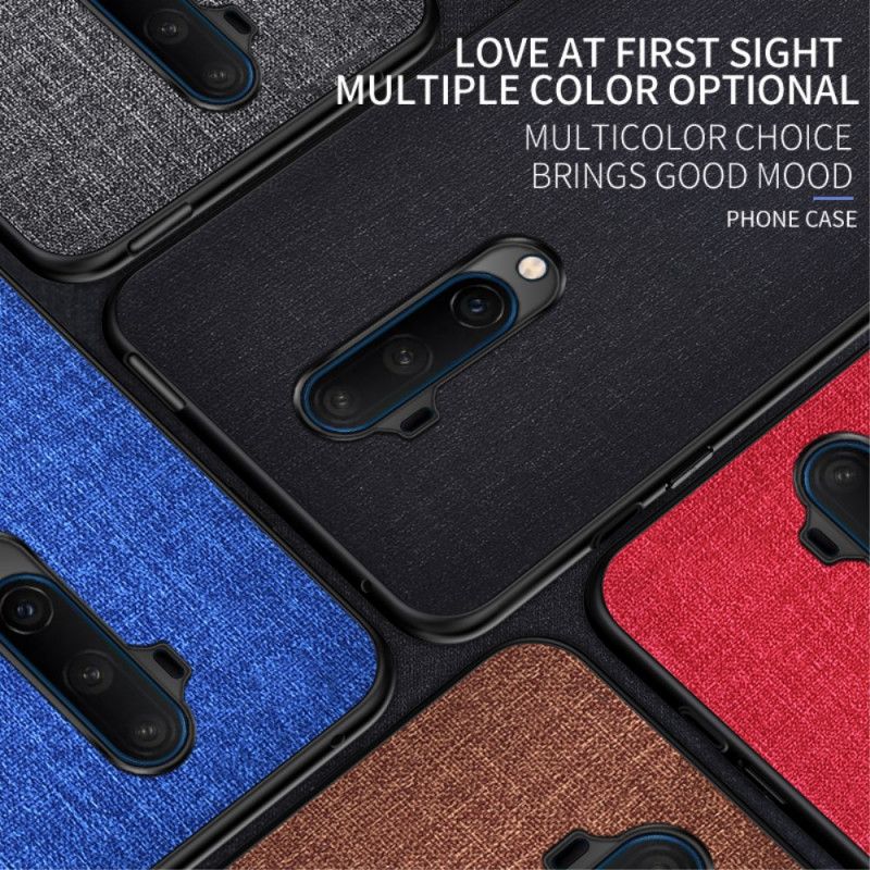 Hoesje voor OnePlus 7T Pro Grijs Zwart Stof Textuur