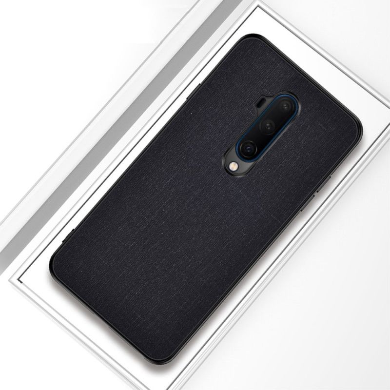 Hoesje voor OnePlus 7T Pro Grijs Zwart Stof Textuur