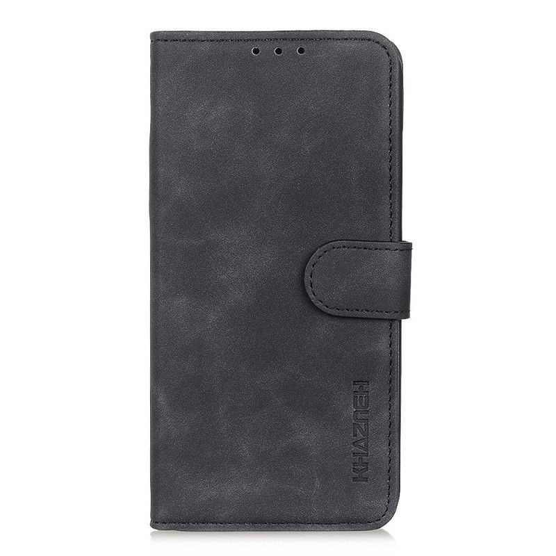 Leren Hoesje OnePlus 7T Pro Rood Zwart Vintage Khazneh Leereffect Mat