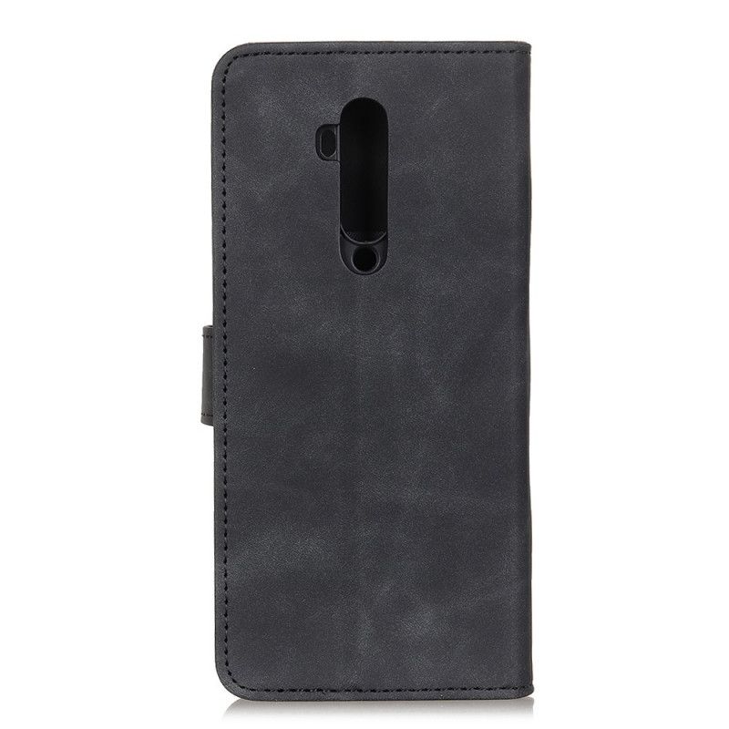 Leren Hoesje OnePlus 7T Pro Rood Zwart Vintage Khazneh Leereffect Mat