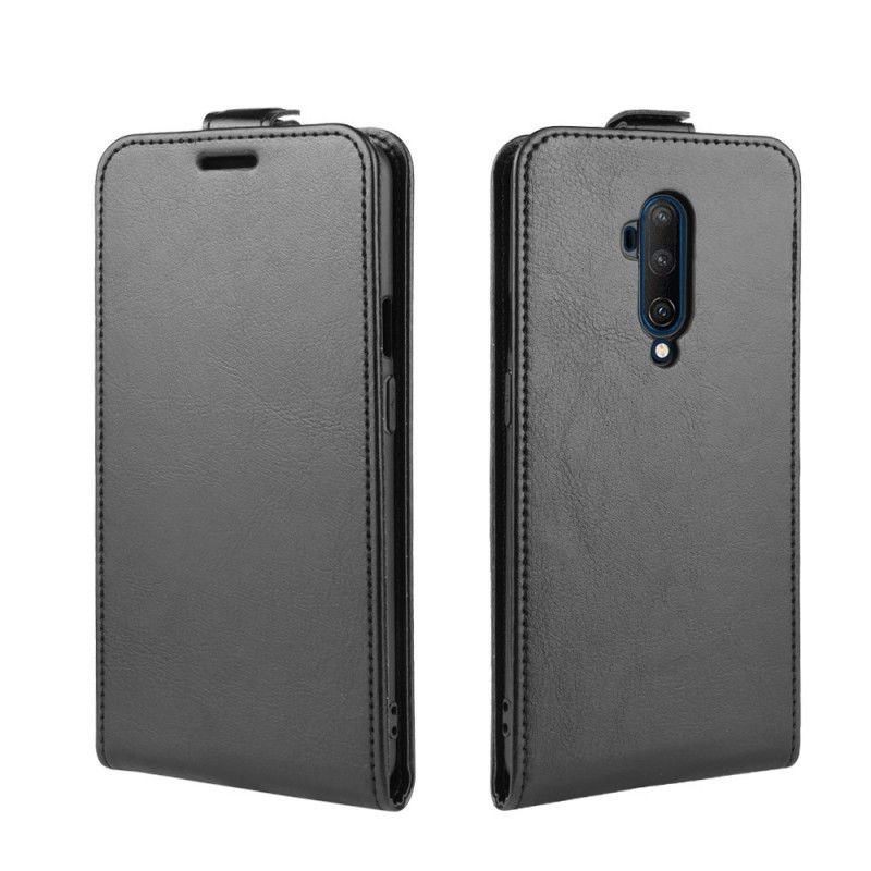 Leren Hoesje OnePlus 7T Pro Wit Zwart Telefoonhoesje Opvouwbaar