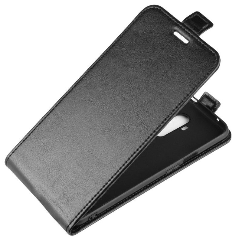 Leren Hoesje OnePlus 7T Pro Wit Zwart Telefoonhoesje Opvouwbaar