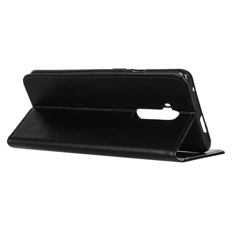 Leren Hoesje voor OnePlus 7T Pro Rood Zwart Glanzend Leereffect