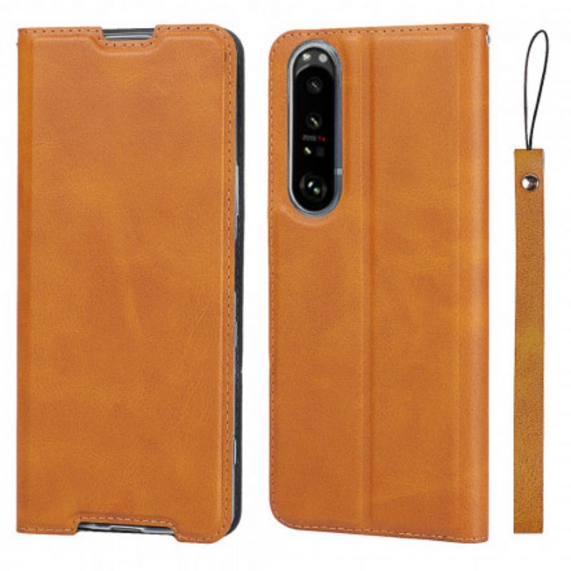 Folio-hoesje Sony Xperia 1 Iii Kunstleer Klasse Strappy