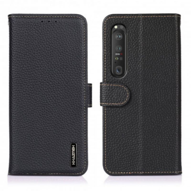 Folio-hoesje Sony Xperia 1 Iii Telefoonhoesje Litchi Khazneh Leer