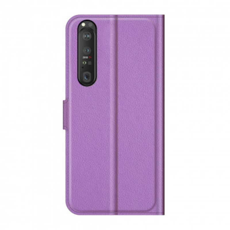 Leren Hoesje Sony Xperia 1 Iii Klassiek Lychee-effect Bescherming Hoesje