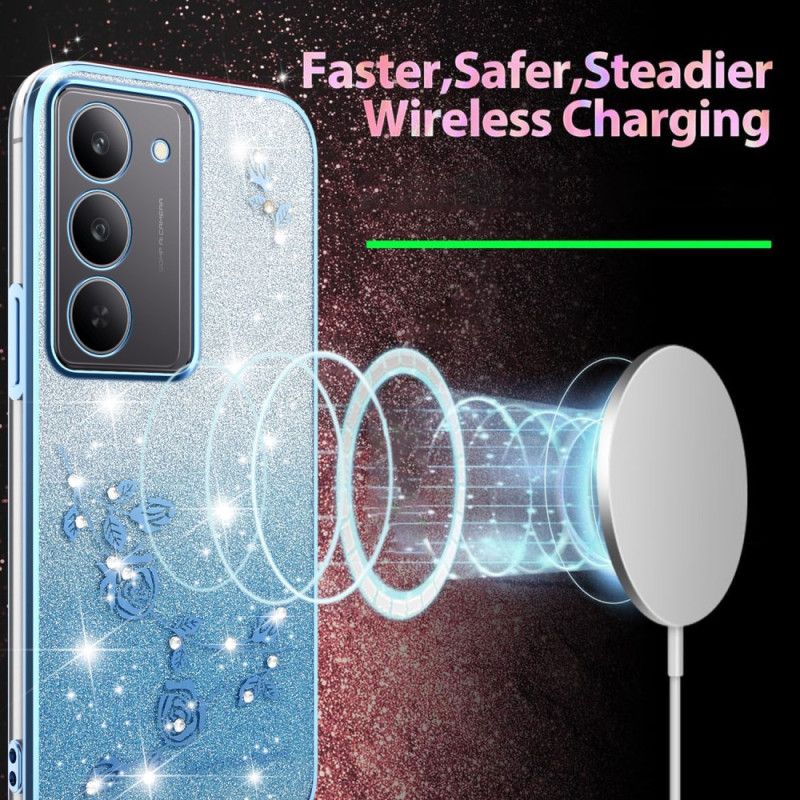 Case Hoesje Realme 14x 5g Telefoonhoesje Kadem Bloemen En Strass-steentjes