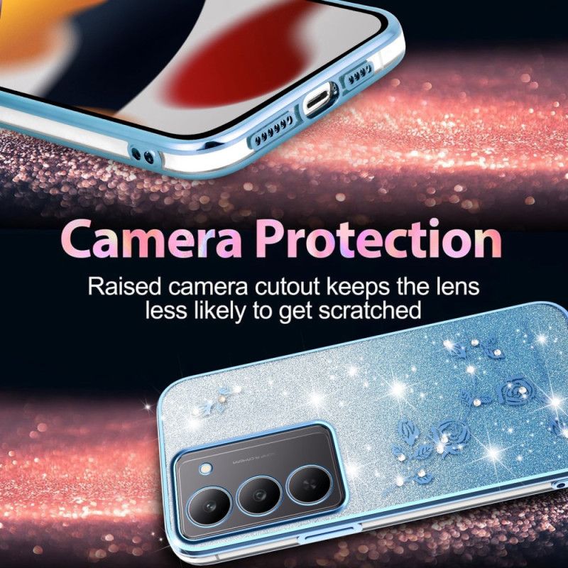 Case Hoesje Realme 14x 5g Telefoonhoesje Kadem Bloemen En Strass-steentjes