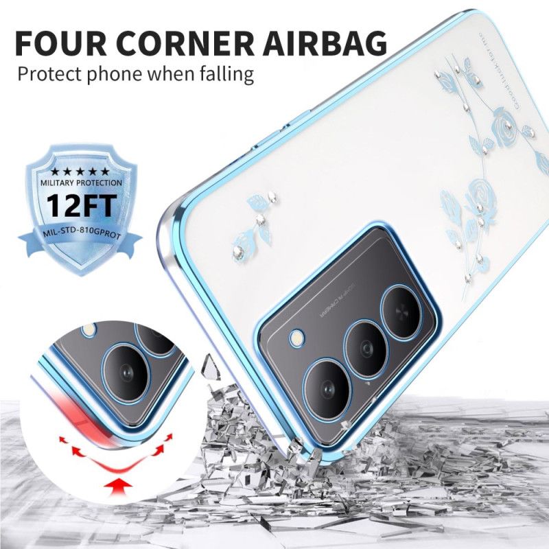 Case Hoesje Realme 14x 5g Telefoonhoesje Kadem Bloemversiering En Strass-steentjes