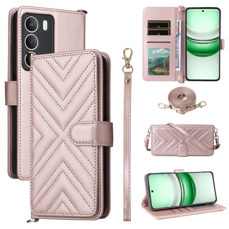 Folio-hoesje Realme 14x 5g Telefoonhoesje Gewatteerd Met Bandje En Schouderband