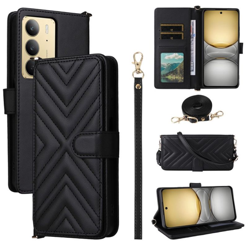 Folio-hoesje Realme 14x 5g Telefoonhoesje Premium Design Met Bandje En Schouderband