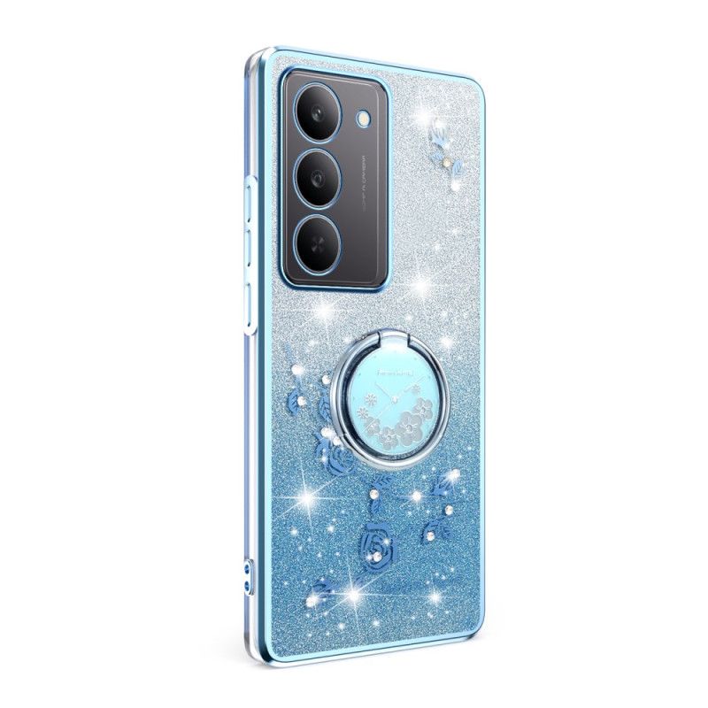 Hoesje Realme 14x 5g Kadem Ringhouder Met Bloemen En Strass-steentjes