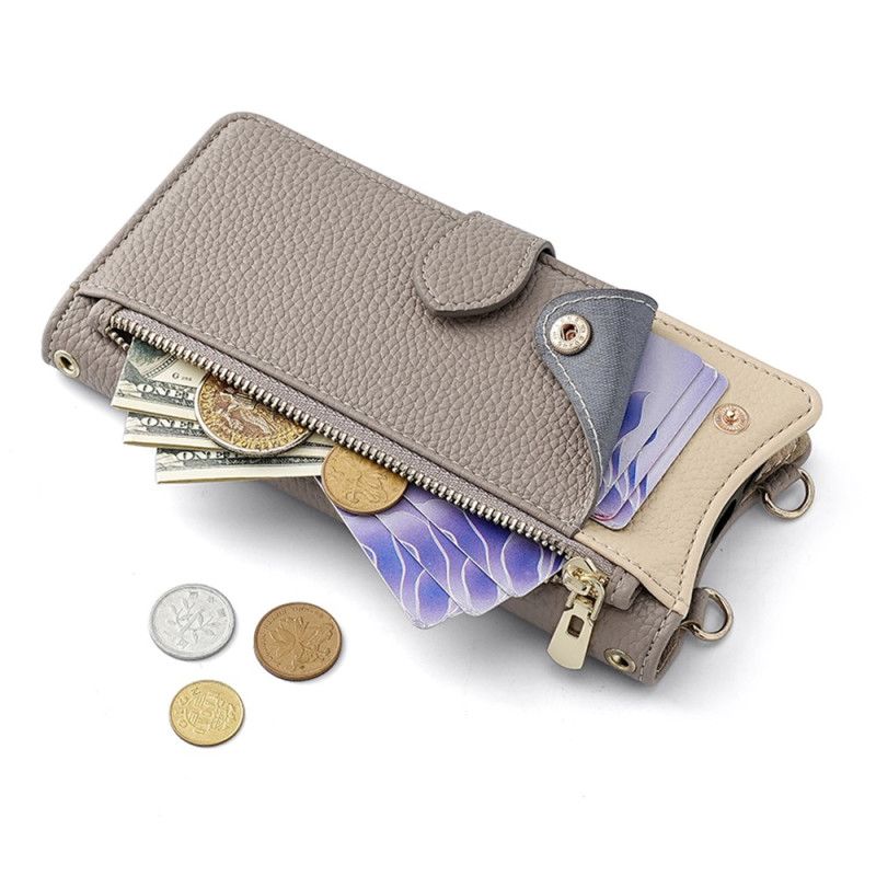 Leren Hoesje Realme 14x 5g Tweekleurige Portemonnee Met Ketting Bescherming Hoesje